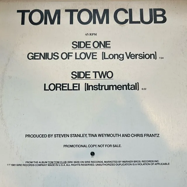 TOM TOM CLUB / GENIUS OF LOVE (LONG VERSION)Υʥ쥳ɥ㥱å ()