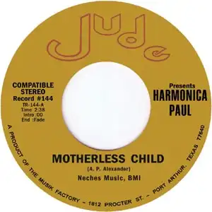 HARMONICA PAUL / MOTHERLESS CHILD Υʥ쥳ɥ㥱å ()