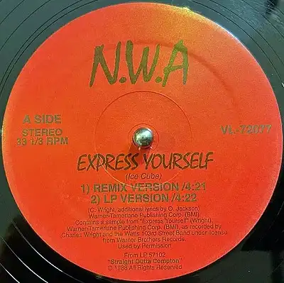 N.W.A / EXPRESS YOURSELF  STRAIGHT OUTTA COMPTON (REISSUE)