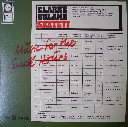 CLARKE BOLAND SEXTETT / MUSIC FOR THE SMALL HOURSΥʥ쥳ɥ㥱å ()