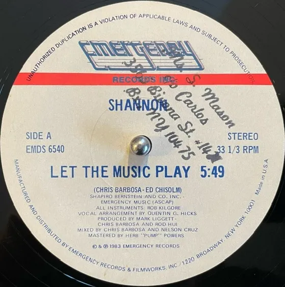 SHANNON / LET THE MUSIC PLAYのアナログレコードジャケット (準備中)