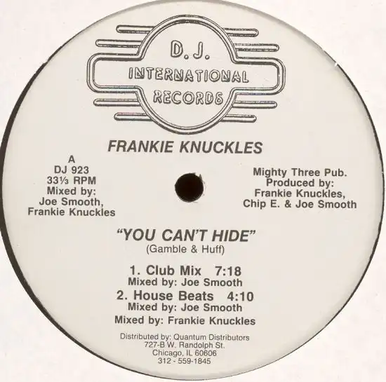  FRANKIE KNUCKLES ‎/ YOU CAN'T HIDE 