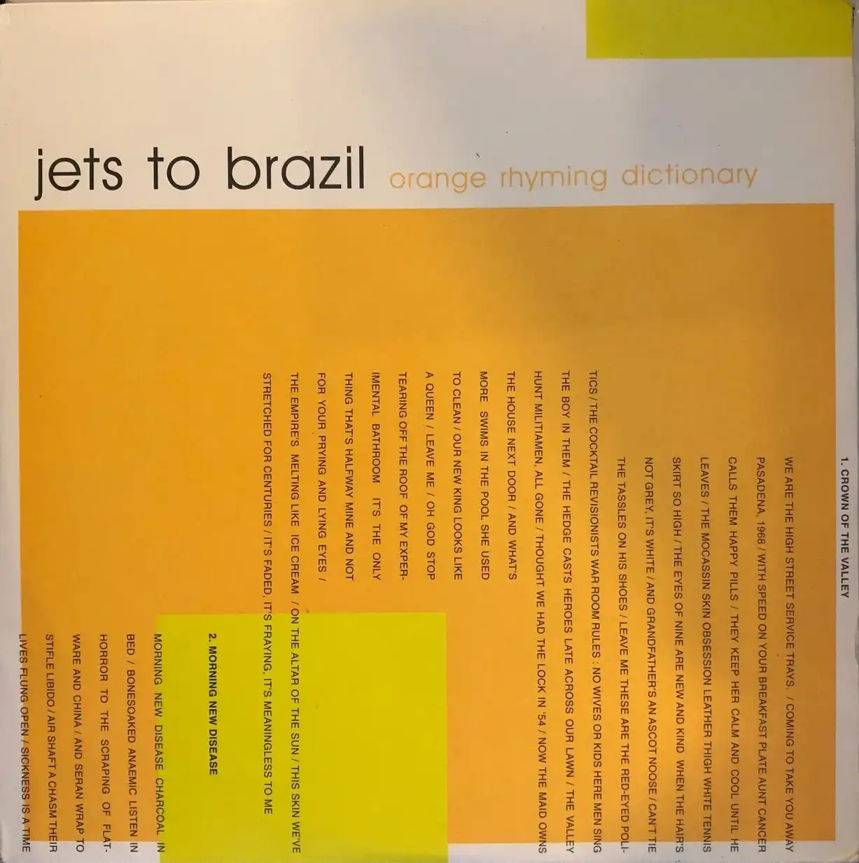 JETS TO BRAZIL / ORANGE RHYMING DICTIONARY