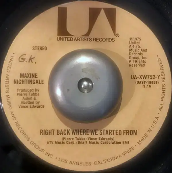 MAXINE NIGHTINGALE ‎/ RIGHT BACK WHERE WE STARTED