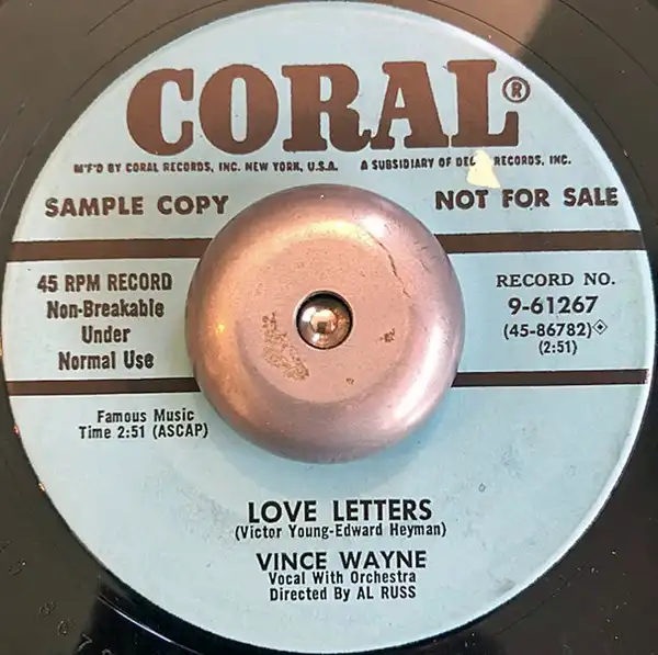 VINCE WAYNE / LOVE LETTERS／NO CAN MAMBO-MANBO