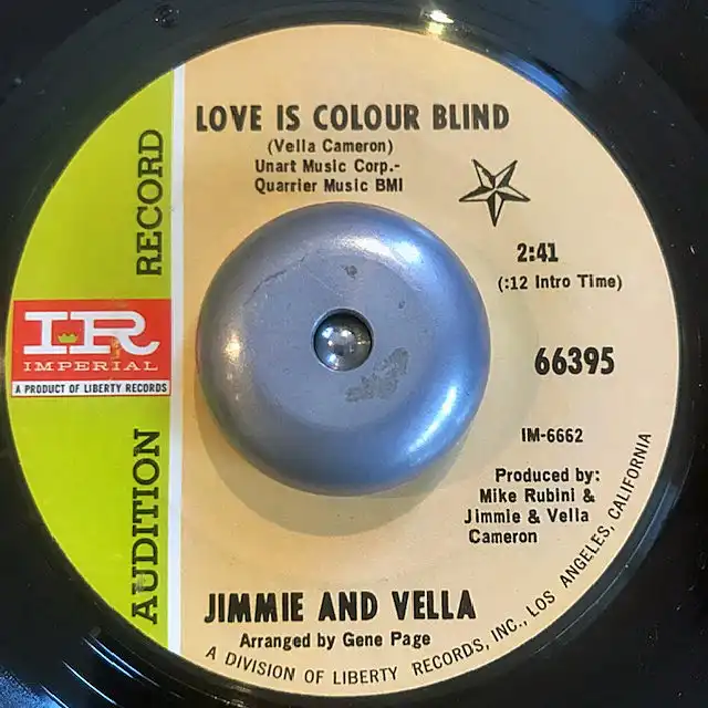 JIMMIE AND VELLA ‎/ LOVE IS COLOUR BLIND／FREE YOURSELF