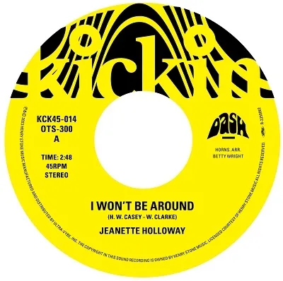 JEANNETTE HOLLOWAY / KICKIN PRESENTS T.K. 45- I WON'T BE AROUND ／  YOU GOT TO GIVE A LITTLEのアナログレコードジャケット (準備中)
