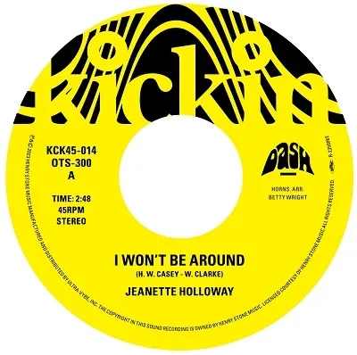 JEANNETTE HOLLOWAY / KICKIN PRESENTS T.K. 45- I WON'T BE AROUND / YOU GOT TO GIVE A LITTLEのアナログレコードジャケット (準備中)
