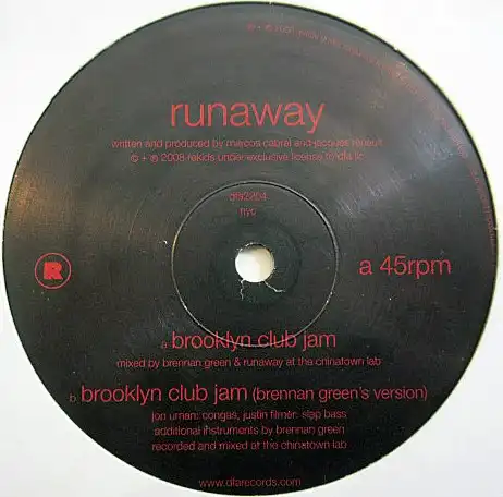 RUNAWAY / BROOKLYN CLUB JAMのアナログレコードジャケット